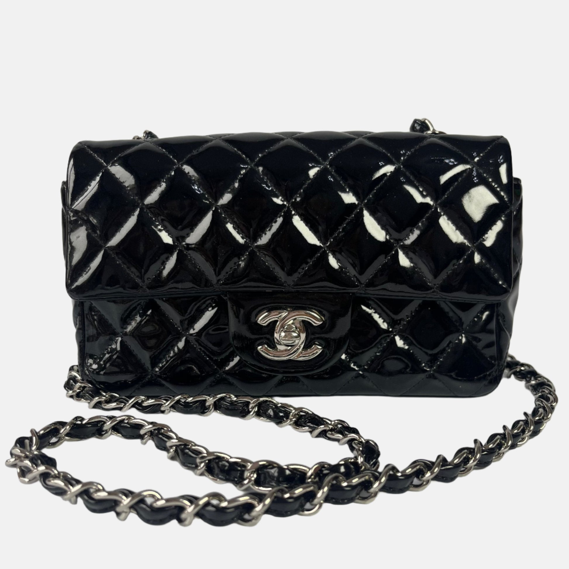 Chanel NOT Part 2 3 Classic Flap Black Silver Leather Mini Bag