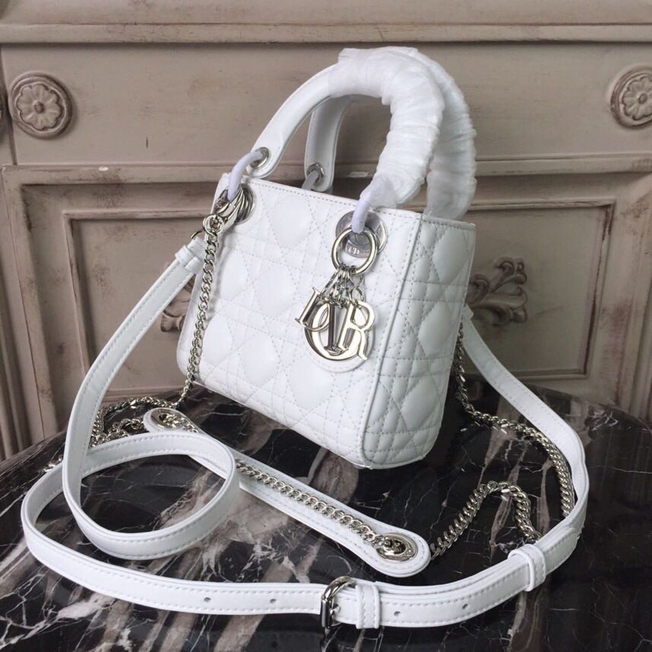 Lady SiTop Qualityer Hardware 17cm White Mini Chain Mini Bag