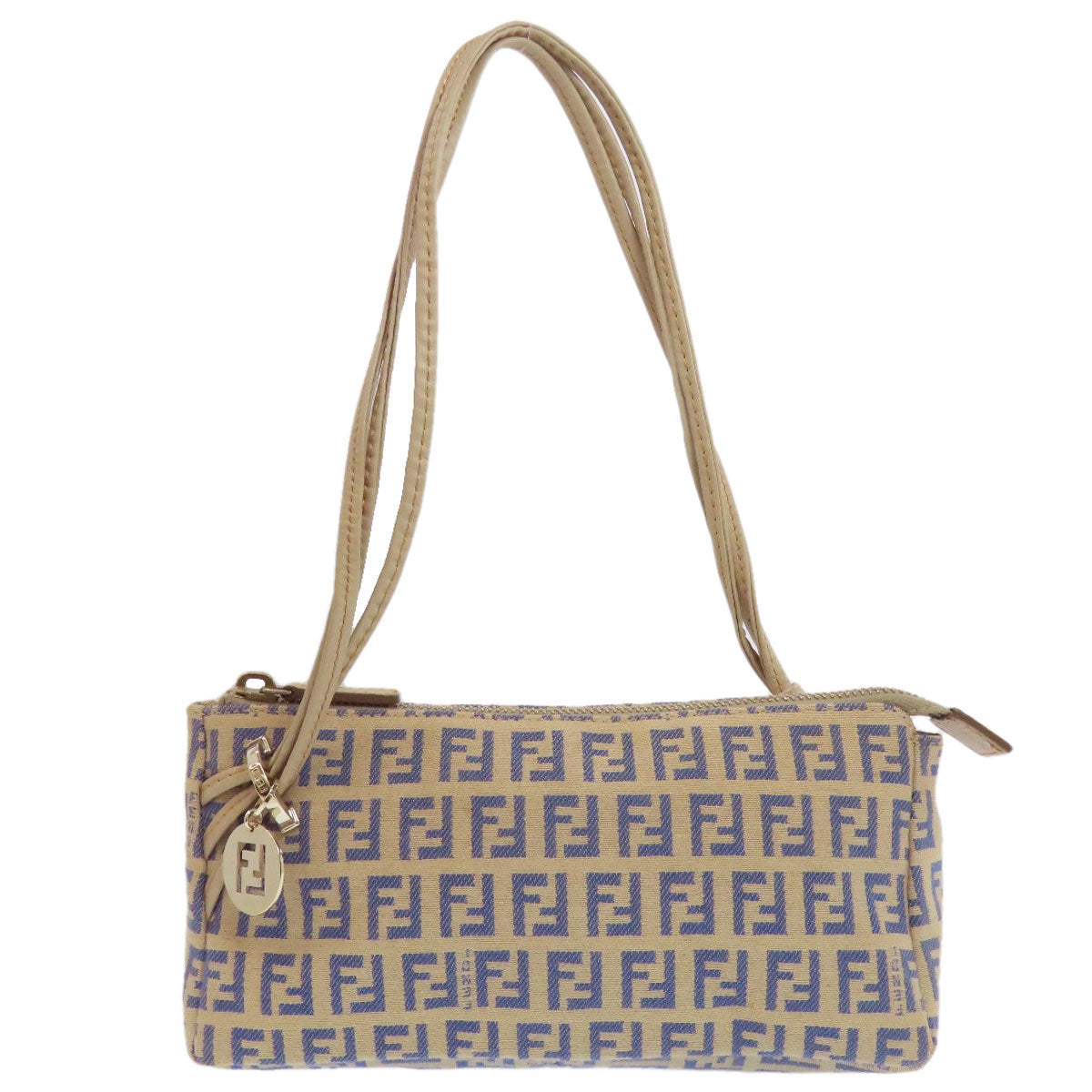 Fendi Accessory Pouch Zucchinopattern Handbag Canvas Beige Travel Bag