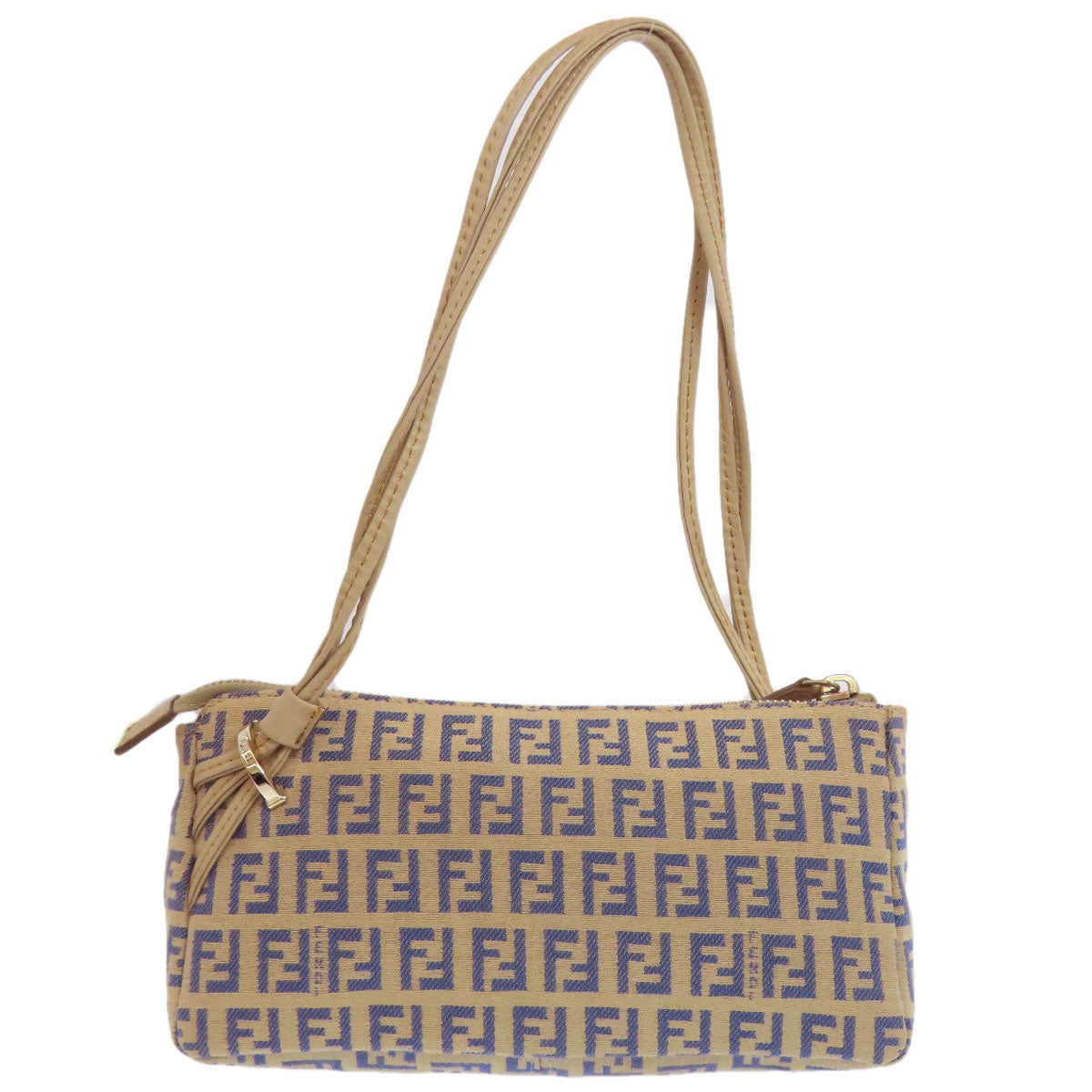 Fendi Accessory Pouch Zucchinopattern Handbag Canvas Beige Travel Bag