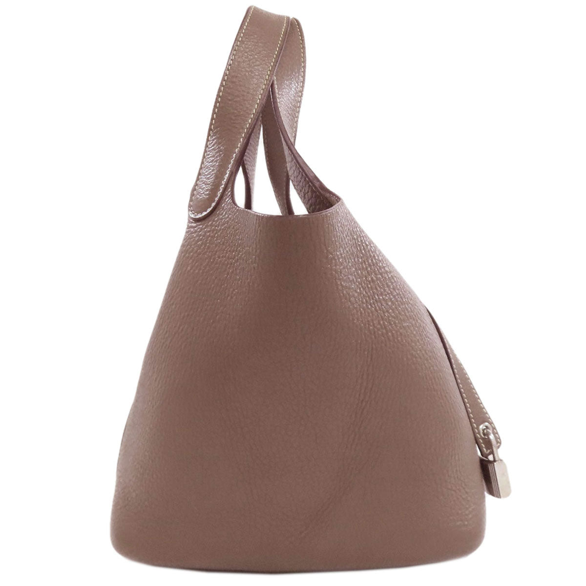 Hermes Handbag Taurillon Clemence Picotin Lock Pm Etoupe Silvermetal Beige Travel Bag 75916078