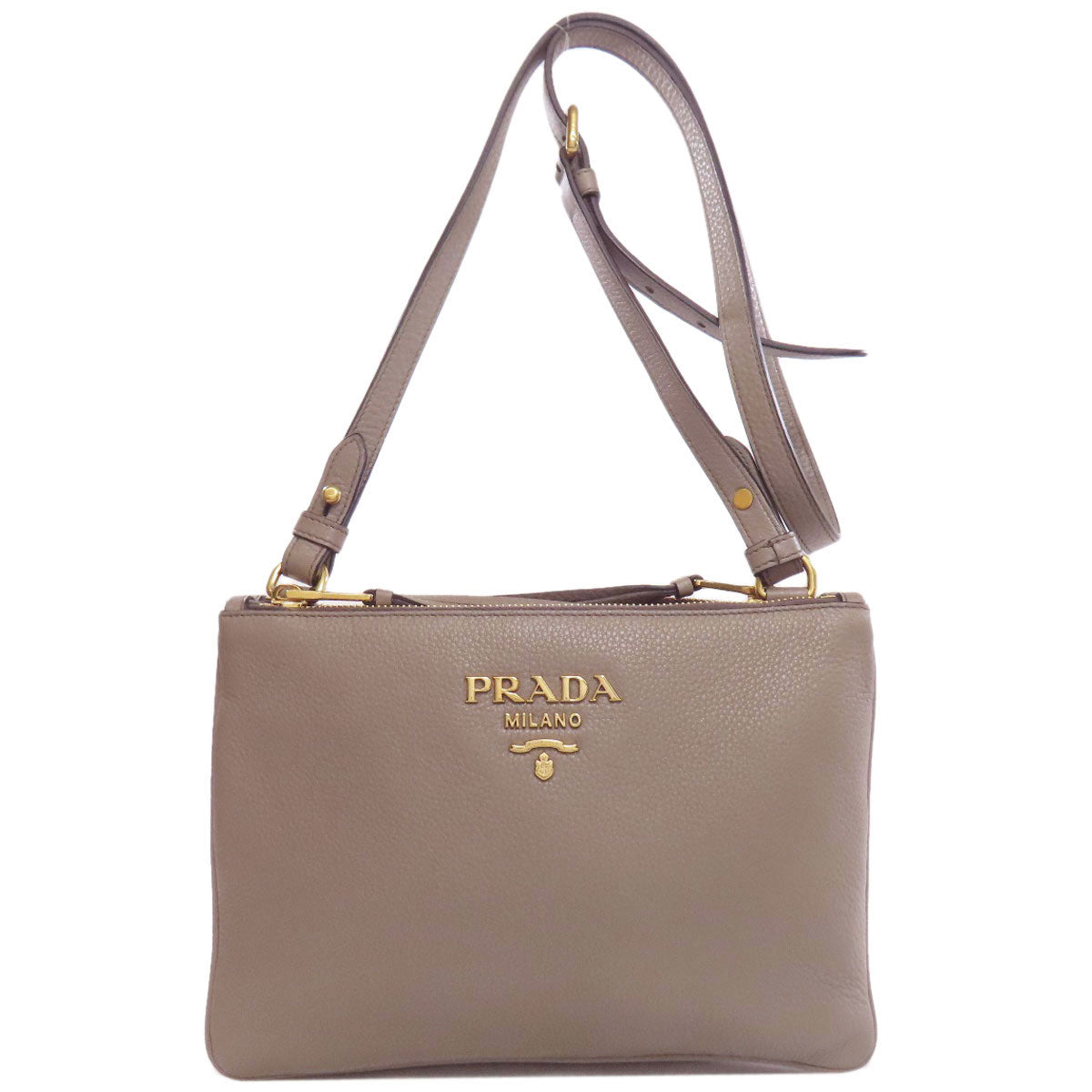Shoulder Bag Calfskin Gray Logo