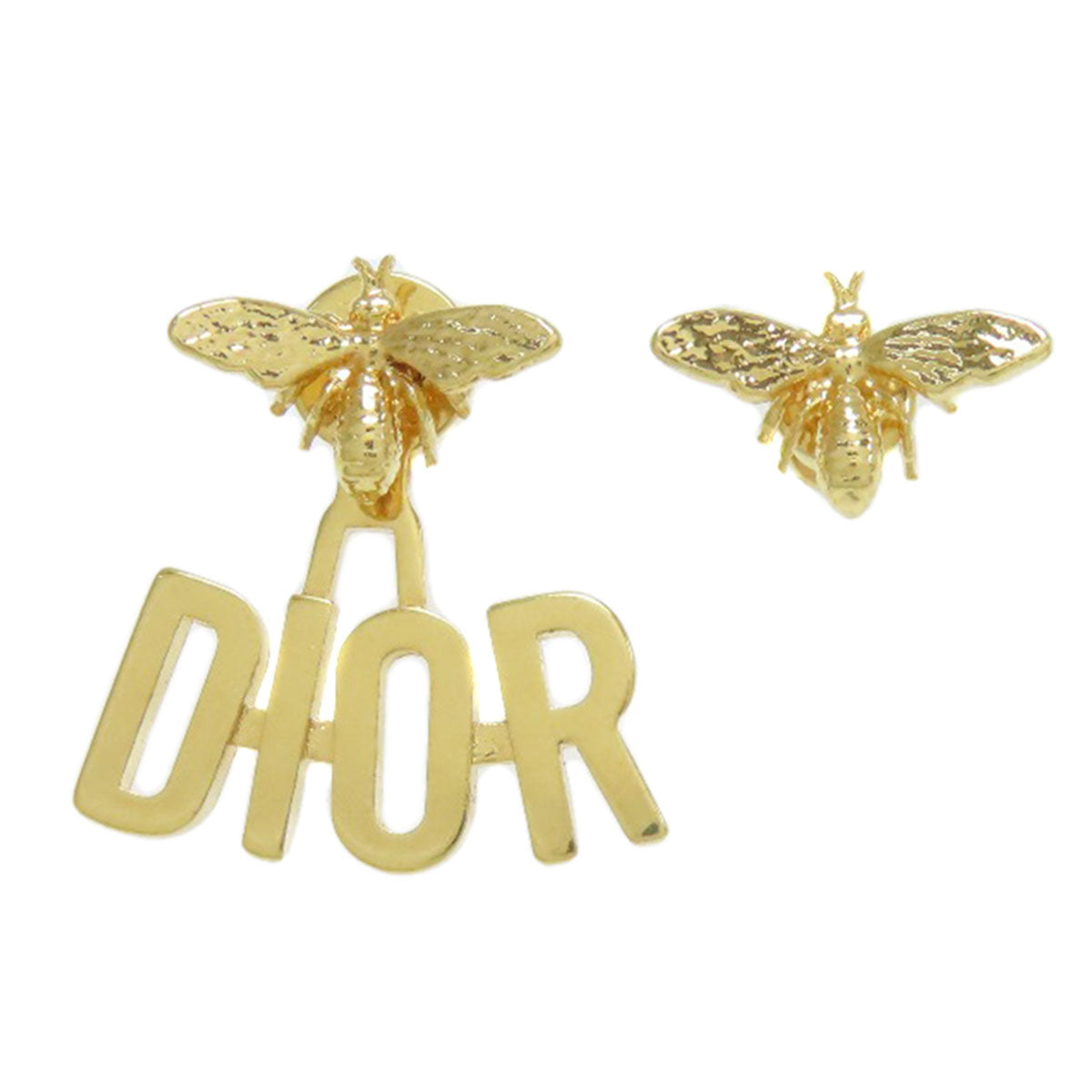 Dior Christian Pierce Metallic Bee Motif Handbag Gold Logo Travel Bag
