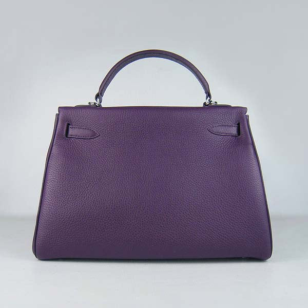Hermes Luxury Kelly Cm Togo Handbag Purple Silve Leather Travel Bag