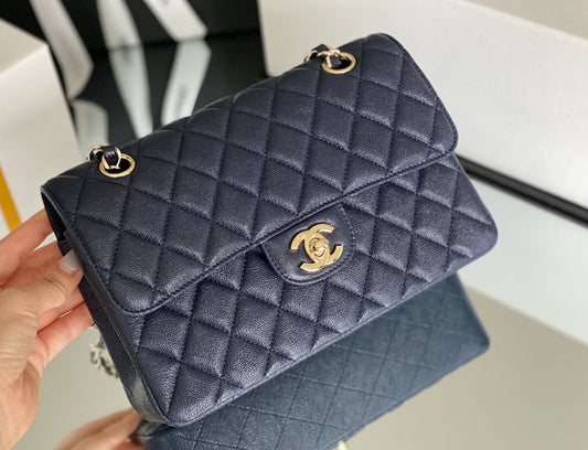 Chanel Classic Handbag Dark For Women Blue Travel Bag