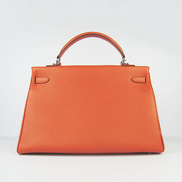 Hermes Luxury Kelly Cm Togo Handbag Orange Leather Silver Travel Bag