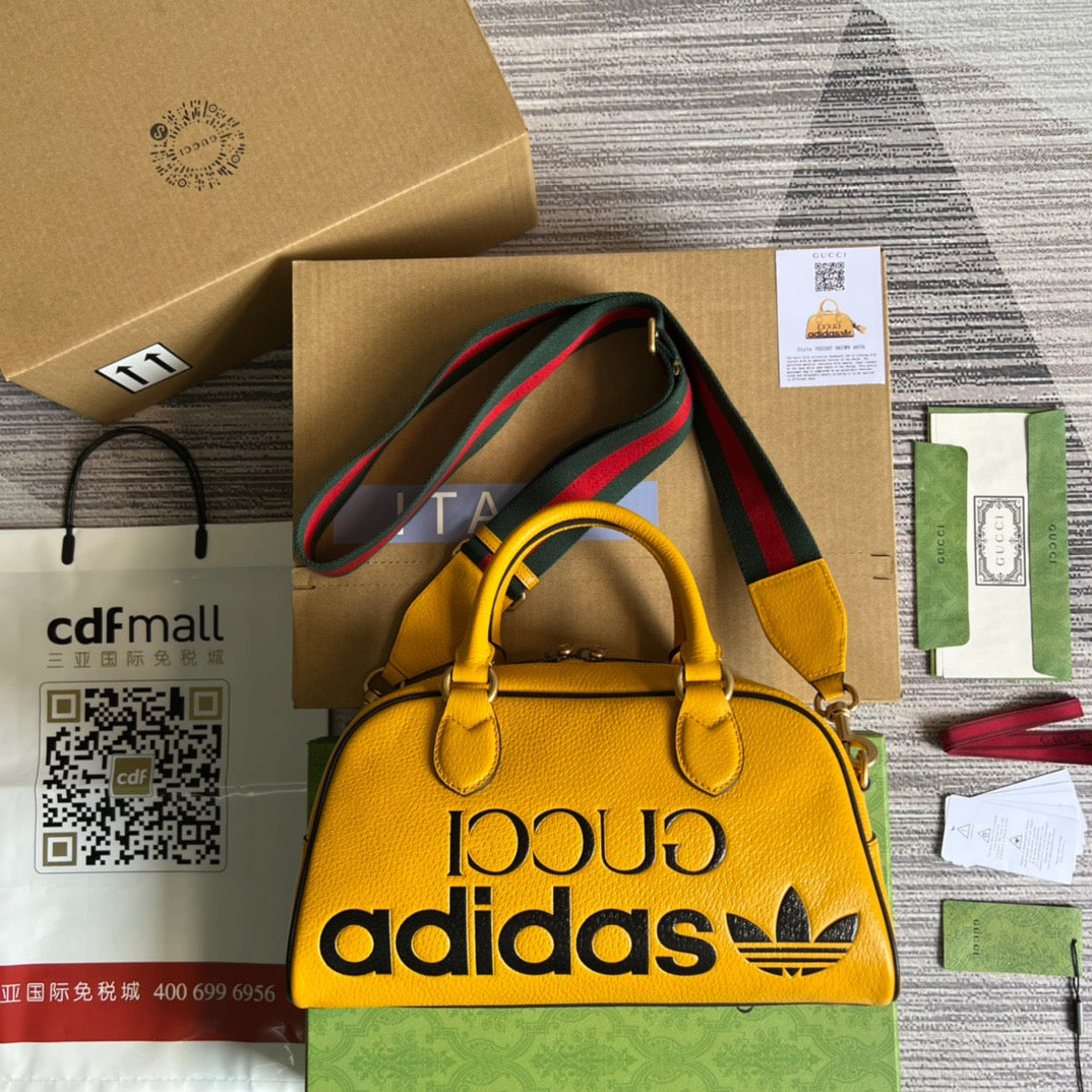 gg x Adidas Duffle Yellow Mini Travel Bag