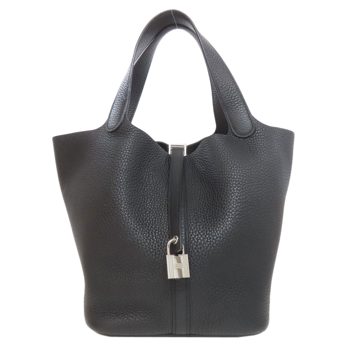 Taurillon Clemence Picotin Lock Mm Silvermetal Black Travel Bag