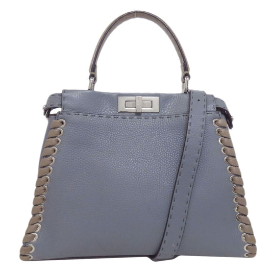 Fendi Handbag Calfskin Peekaboo Celeria 2Way Blue Travel Bag
