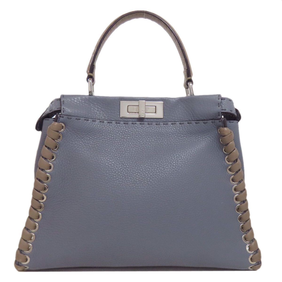 Fendi Handbag Calfskin Peekaboo Celeria 2Way Blue Travel Bag