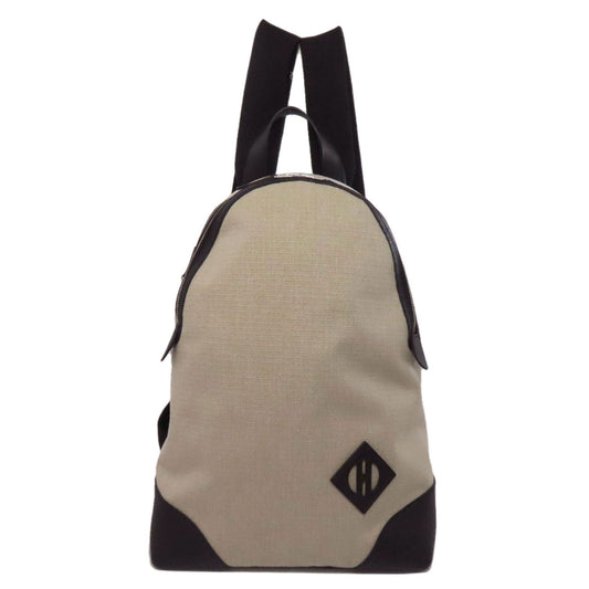 Backpack Slicked Back Metal Handbag Canvas Beige