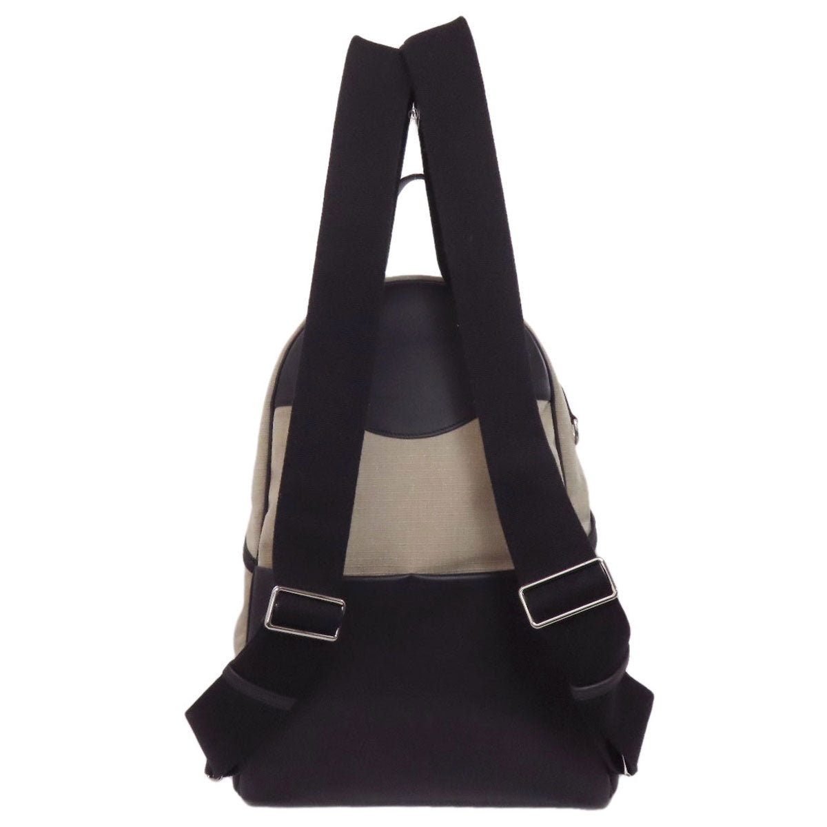 Backpack Slicked Back Metal Handbag Canvas Beige
