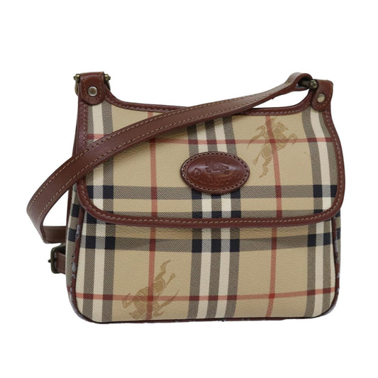 Burberry Luxury ss Nova Check Shoulder Bag Pvc Auth Leather Beige Beige Auth 76100