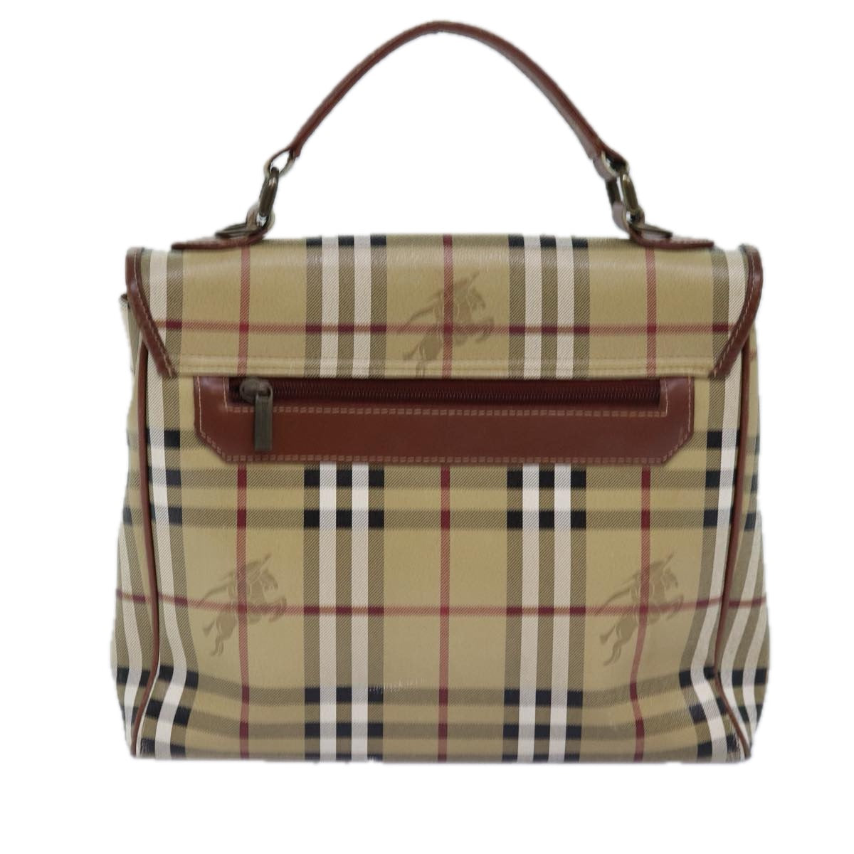 Burberry Luxury ss Nova Check Hand Bag Pvc 2Way Leather Beige Travel Bag