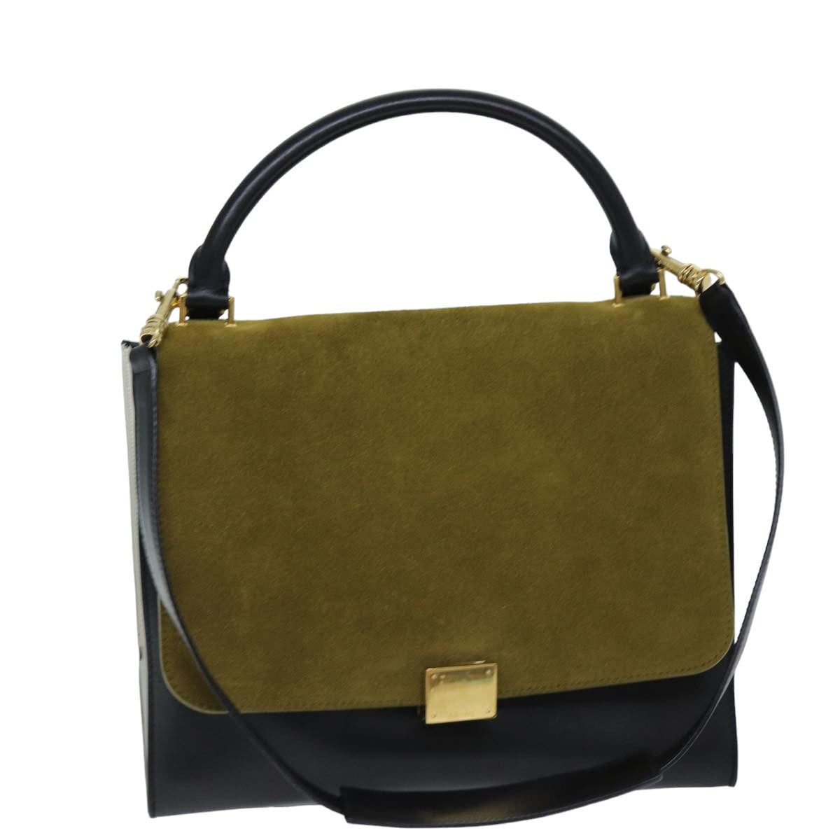 Luxury Trapeze Hand Bag Way Khaki Leather Suede Travel Bag