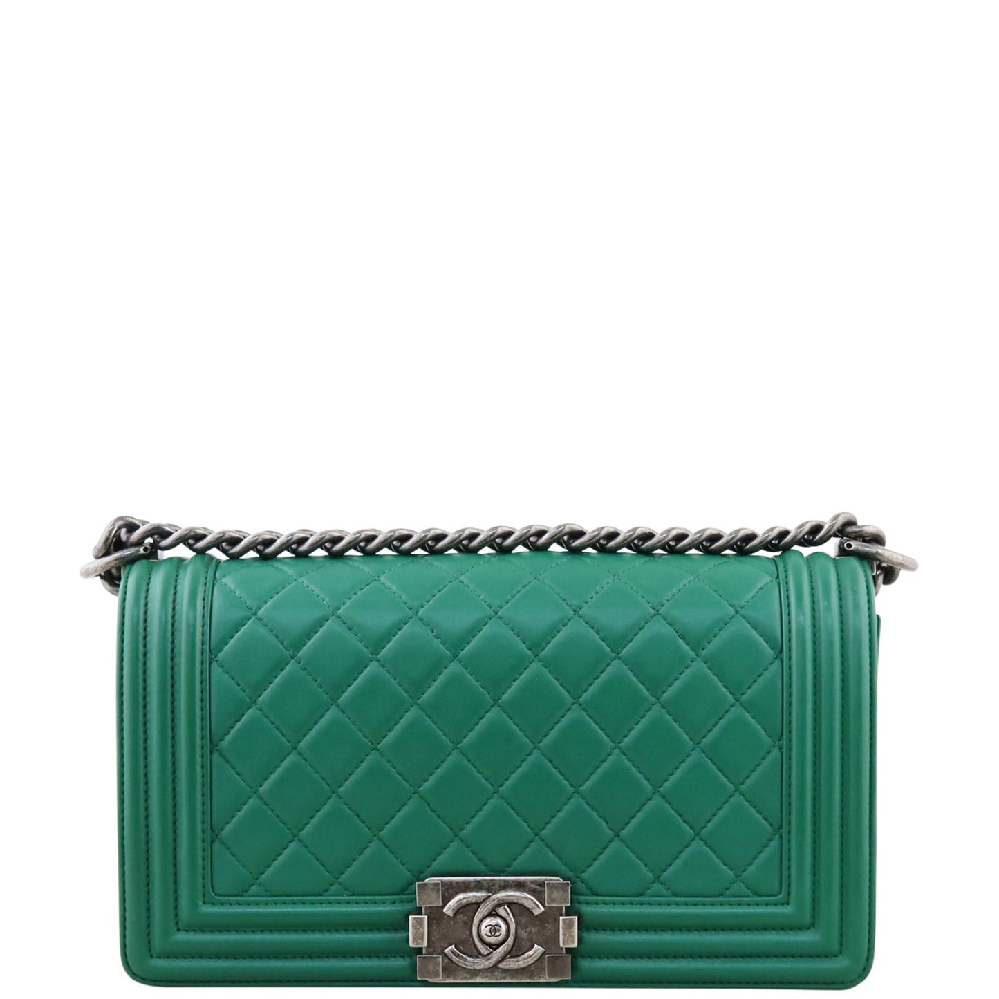 Chanel Boy Old Handbag Green Medium