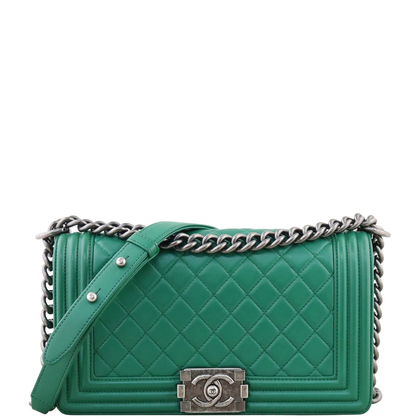 Chanel Boy Old Handbag Green Medium