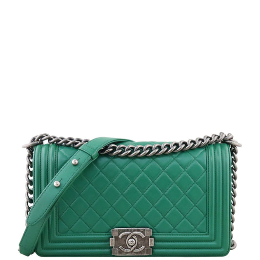 Chanel Boy Old Handbag Green Medium