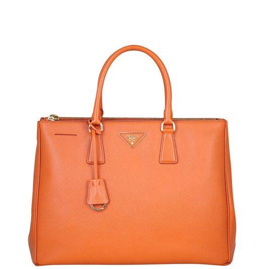 Prada Tote Bag Lux Galleria Double Tote 11 Saffiano Orange Large
