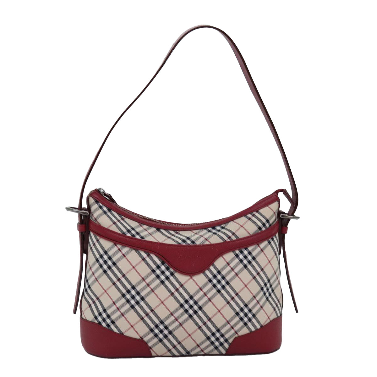 Burberry Luxury Nova Check Shoulder Bag Auth Canvas Red