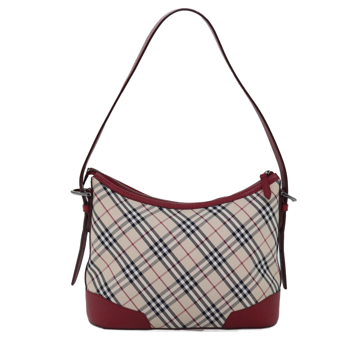 Burberry Luxury Nova Check Shoulder Bag Auth Canvas Red