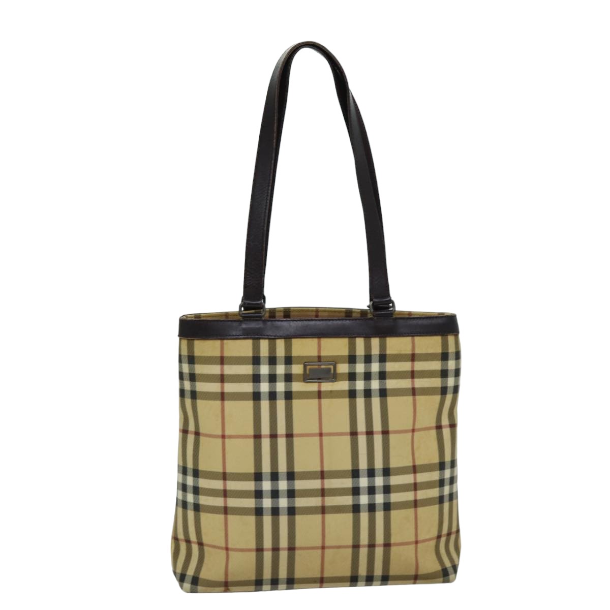 Burberry Luxury Nova Check Tote Bag Dark Auth Canvas Brown Beige