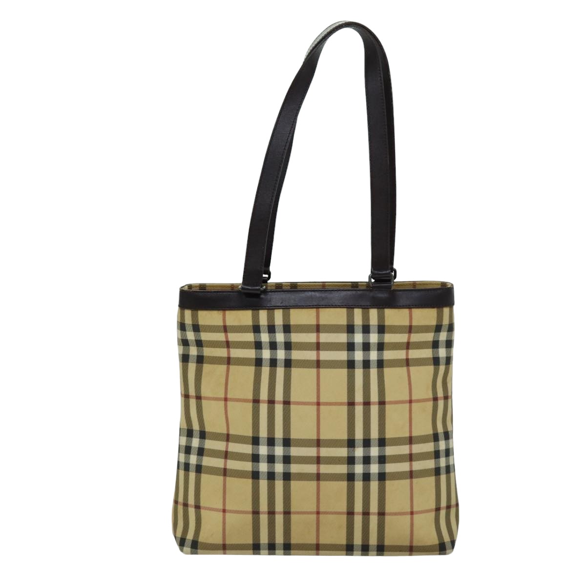 Burberry Luxury Nova Check Tote Bag Dark Auth Canvas Brown Beige