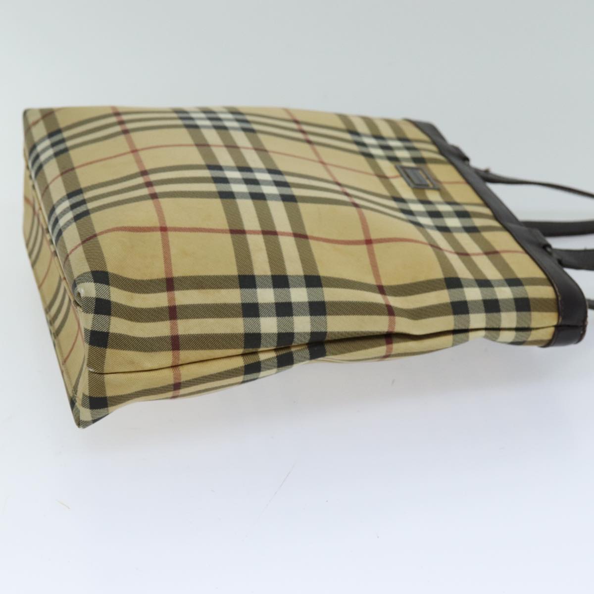 Burberry Luxury Nova Check Tote Bag Dark Auth Canvas Brown Beige