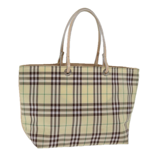Burberry Luxury Nova Check Tote Bag Auth Nylon Beige