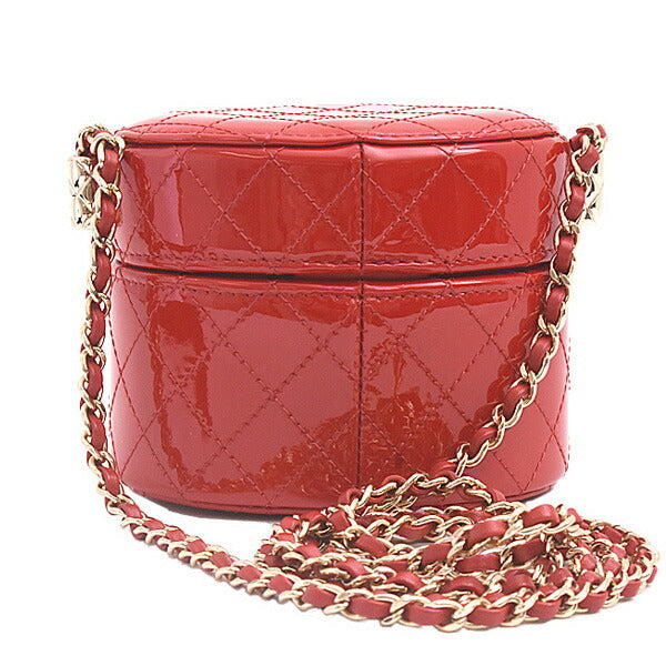 Chanel Patent Leather Matelassé Mini Chain Vanity Shoulder Bag