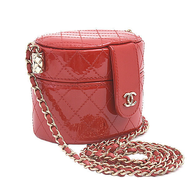 Chanel Patent Leather Matelassé Mini Chain Vanity Shoulder Bag