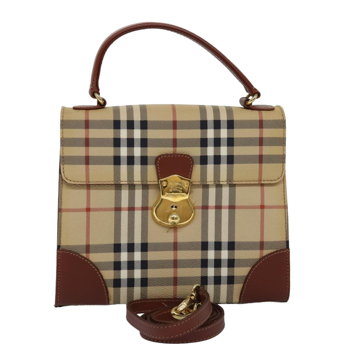 Burberry Luxury ss Nova Check Hand Bag Pvc 2Way Beige Travel Bag