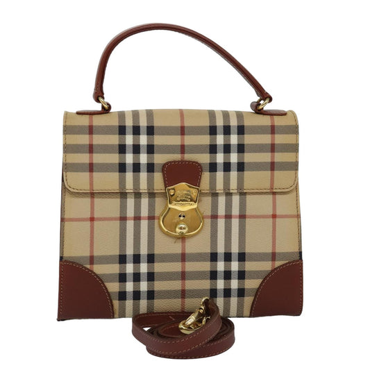Burberry Luxury ss Nova Check Hand Bag Pvc 2Way Beige Travel Bag