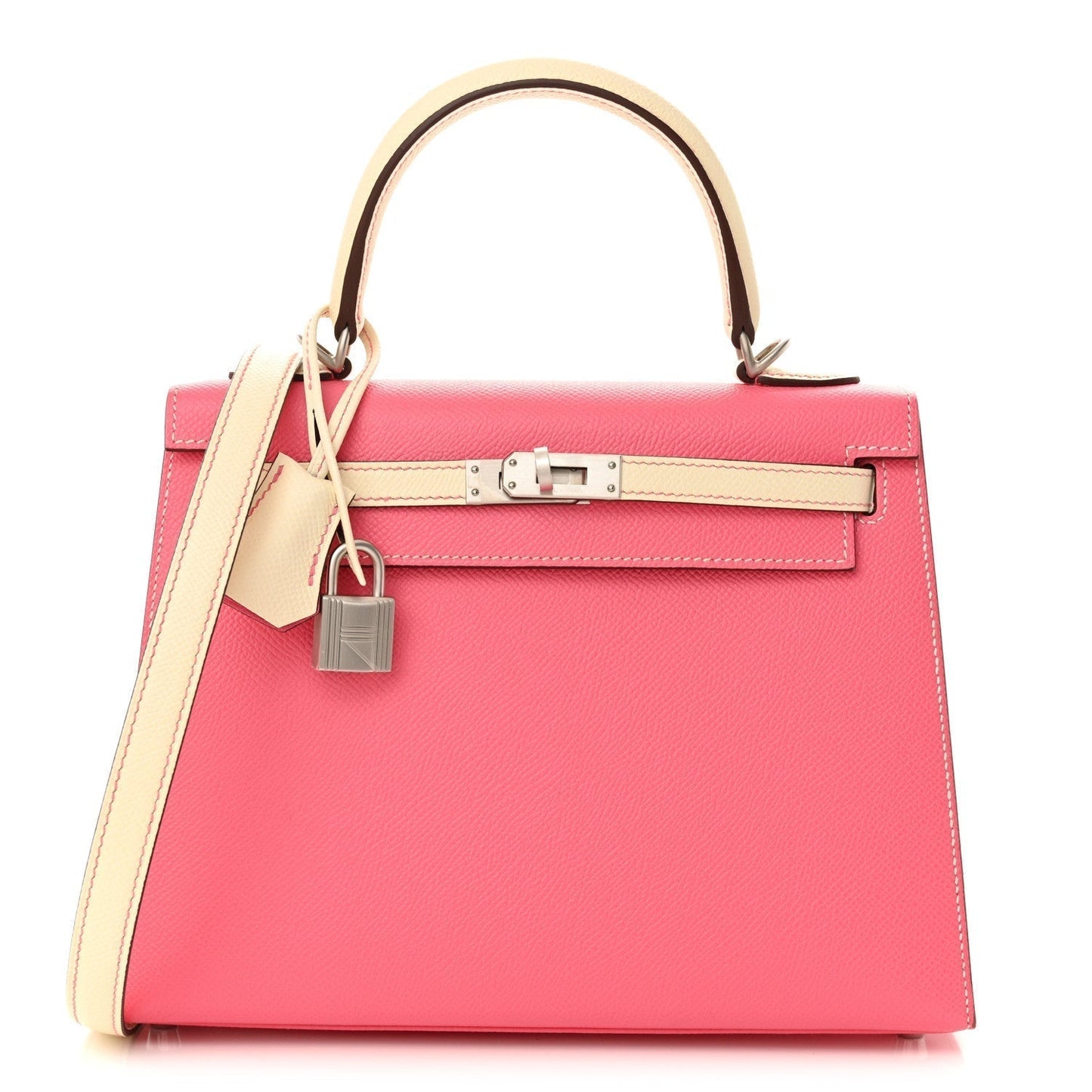 Hermes Epsom Bi Color Horseshoe Kelly Sellier Rose Azalee Shoes
