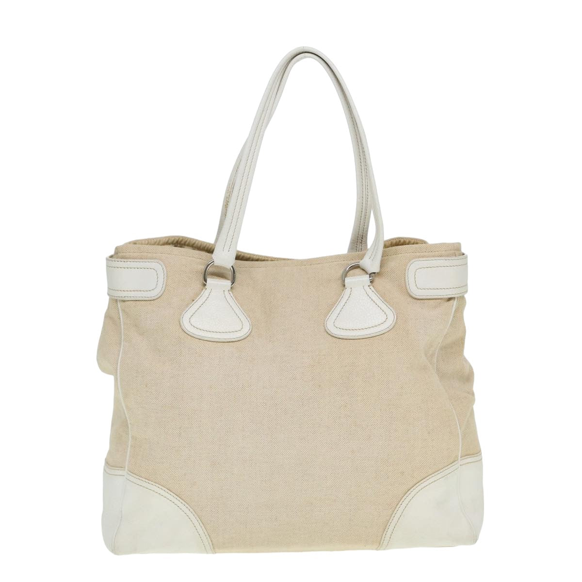Prada Tote Bag Auth Canvas Beige Beige Auth 77732
