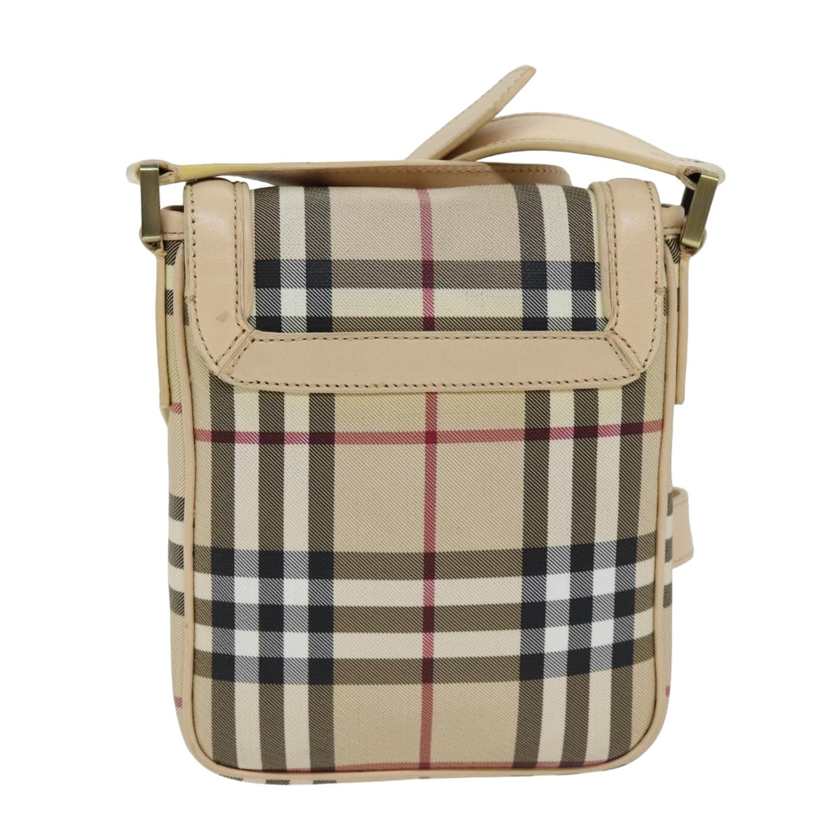 Burberry Luxury Shoulder Bag Pvc Auth Leather Beige Red