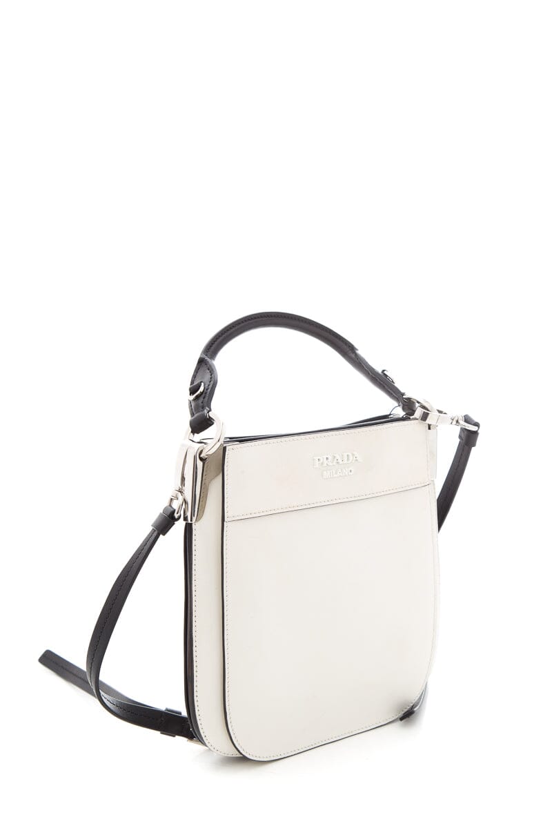 Prada City Calfskin Margit Cross Body Luxury Handbag Black White Crossbody Bag