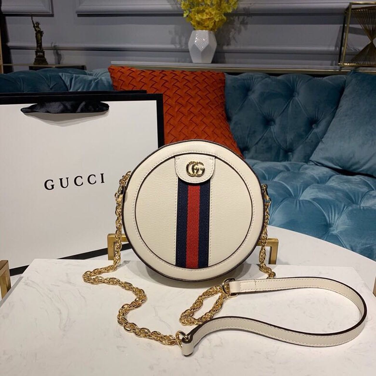gg Ophidia gg Round 7in White Mini Shoulder Bag