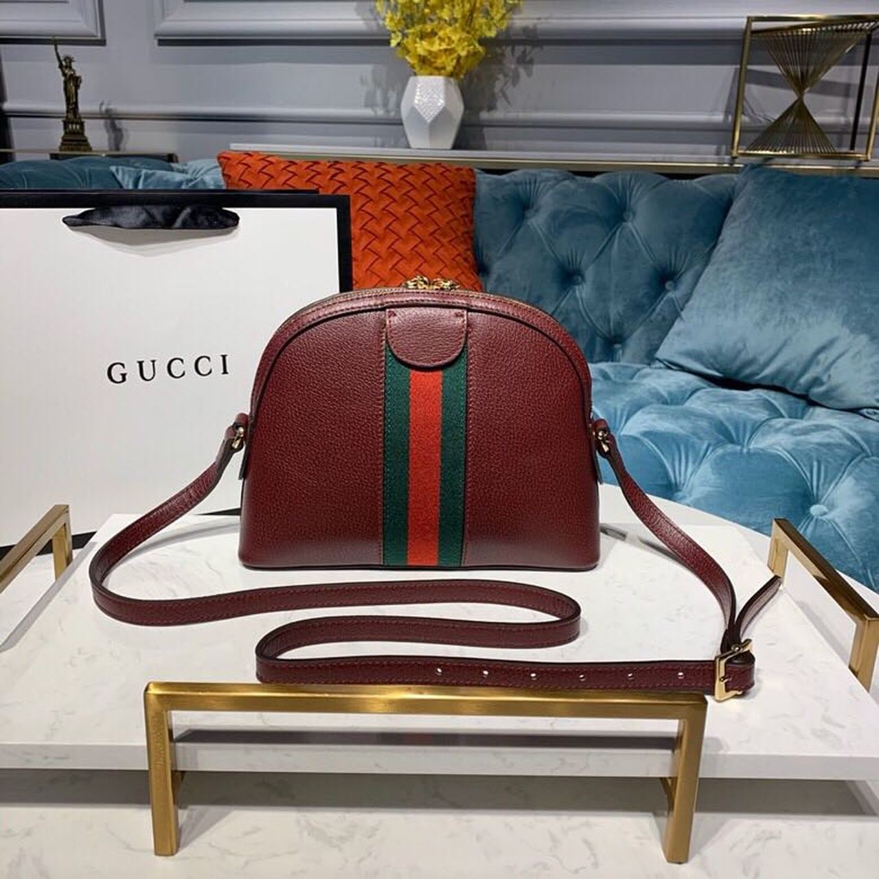 gg Ophidia gg Burgundy 9in Small Shoulder Bag