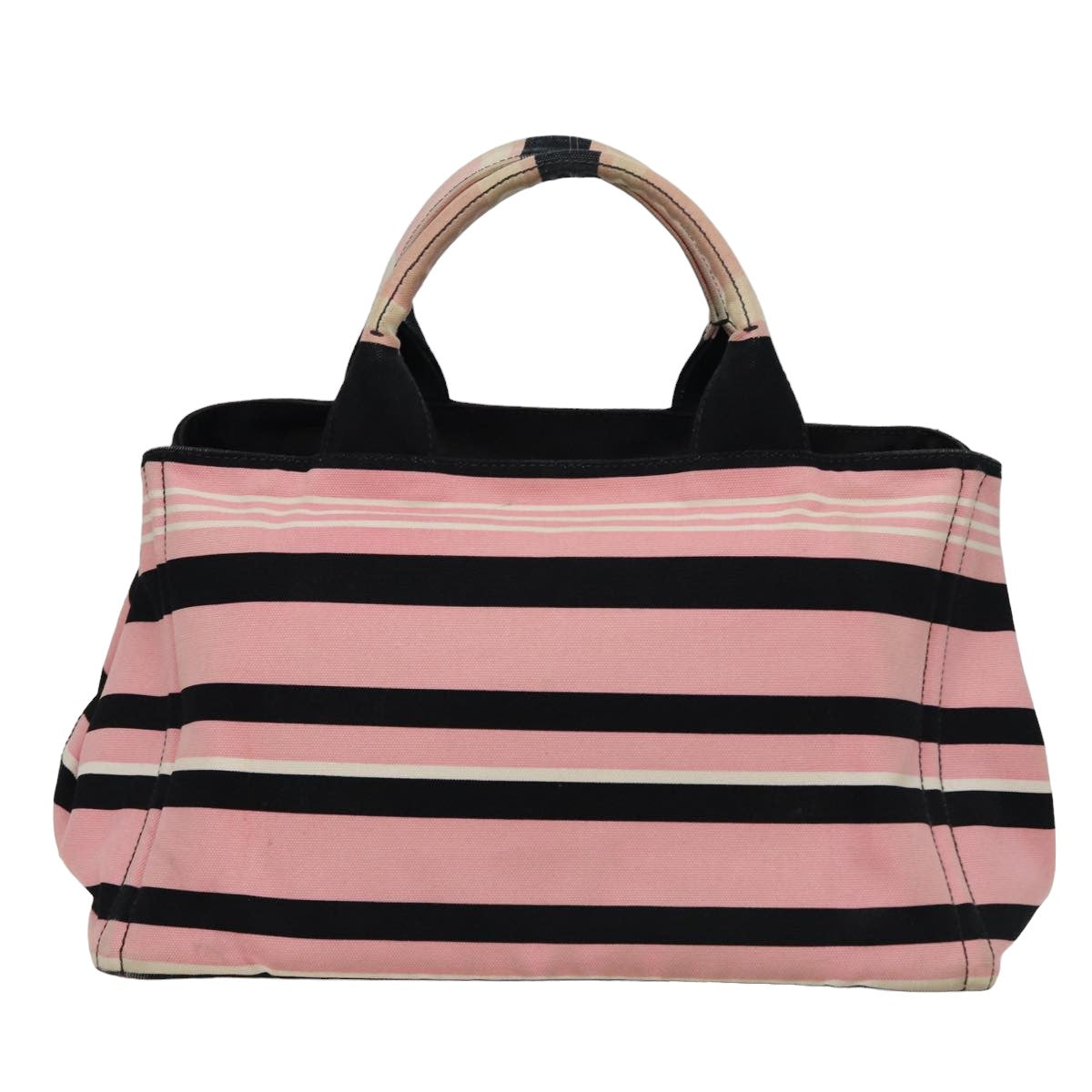 Prada Canapa Mm Hand Bag 2Way Auth Canvas Pink Navy Travel Bag