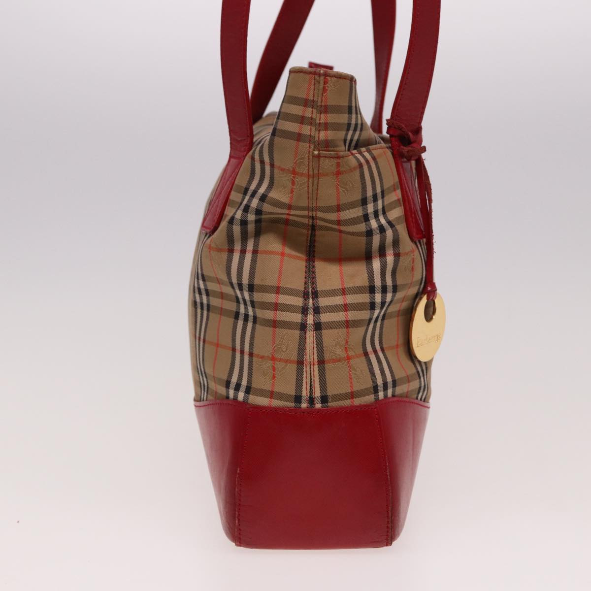 Burberry Luxury ss Nova Check Tote Bag Auth Canvas Beige Red