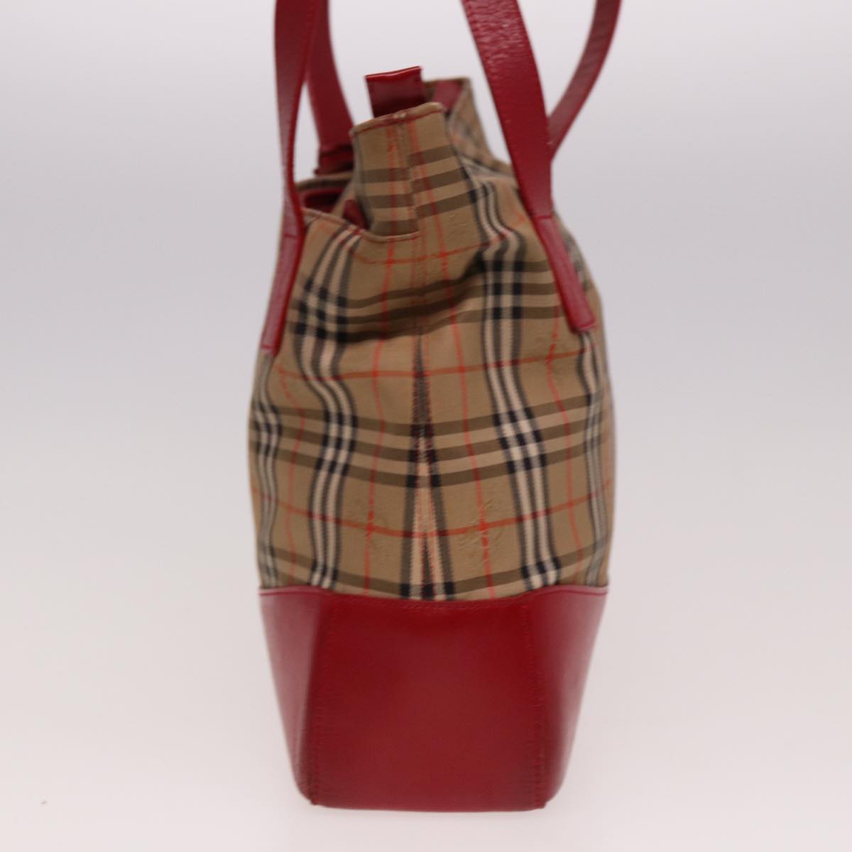 Burberry Luxury ss Nova Check Tote Bag Auth Canvas Beige Red