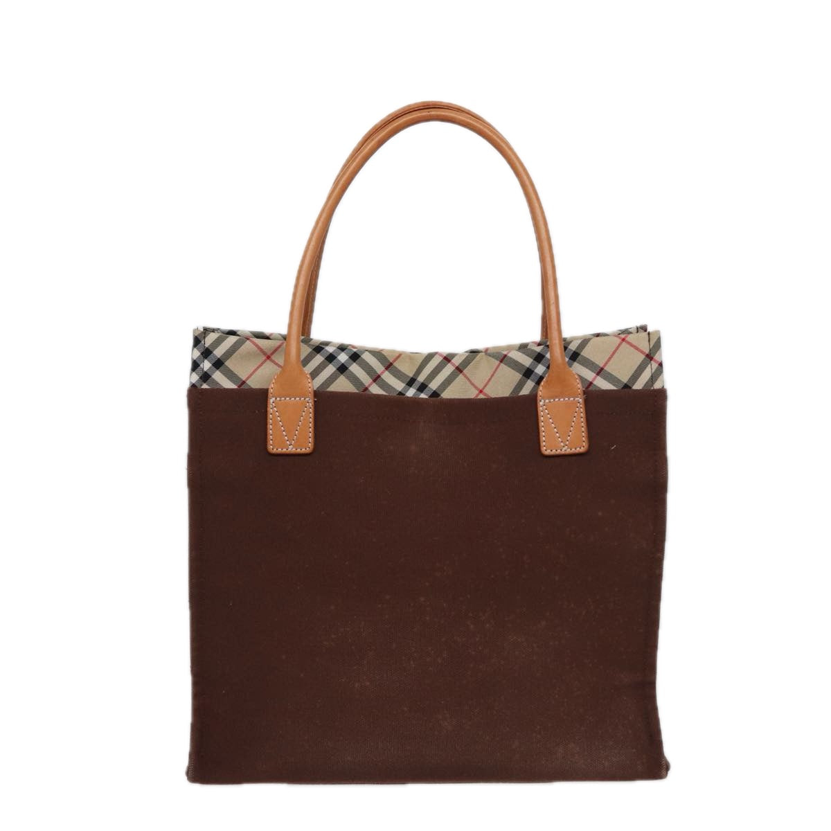 Burberry Luxury Nova Check Tote Bag Auth Canvas Brown Beige Brown Auth 78542