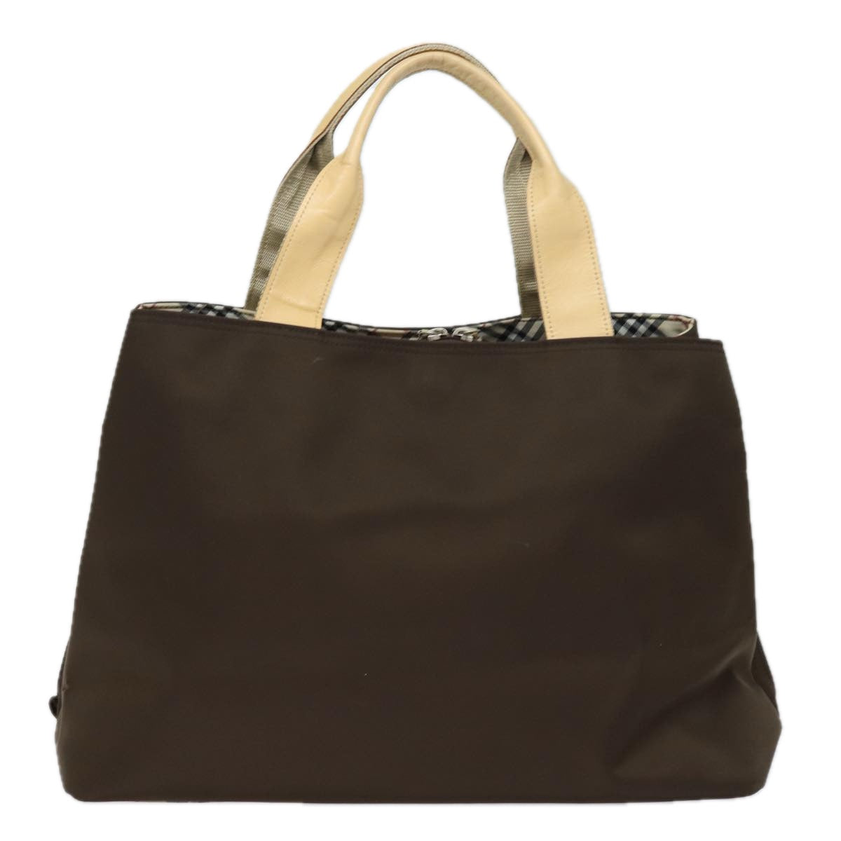 Burberry Luxury Nova Check Hand Bag Auth Nylon Brown Travel Bag