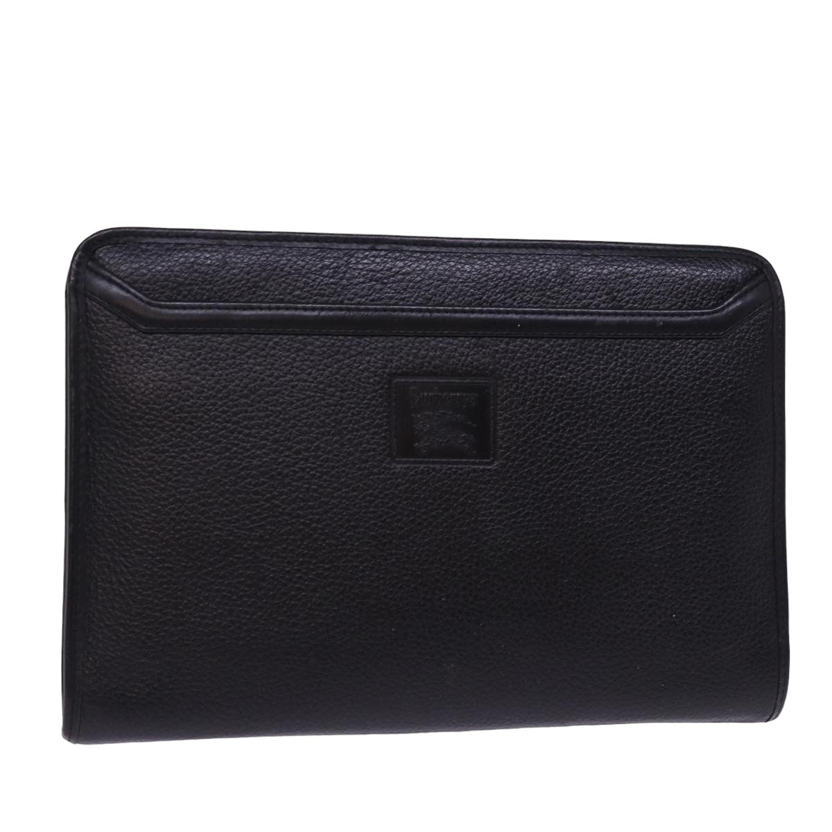 Burberry Luxury ss Clutch Bag Auth Leather Black