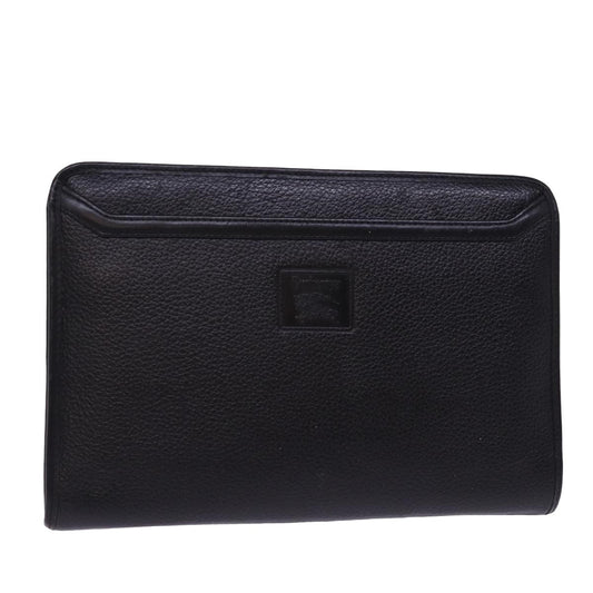 Burberry Luxury ss Clutch Bag Auth Leather Black