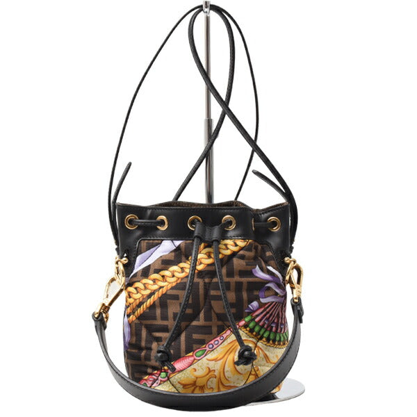 Fendi Fendace 2Way Shoulder Bag Leather Canvas