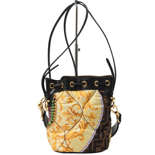Fendi Fendace 2Way Shoulder Bag Leather Canvas