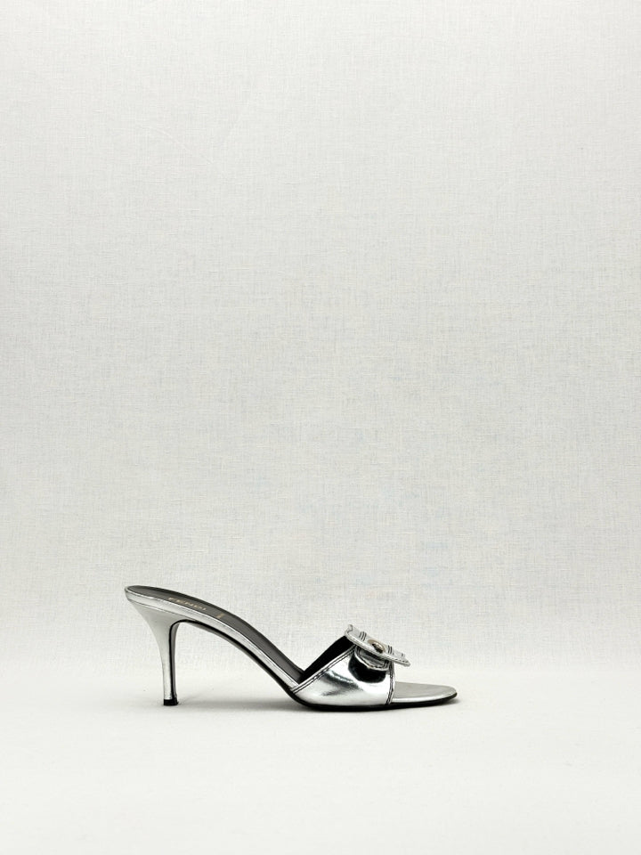 Fendi Metallic Leather Silver Shoes
