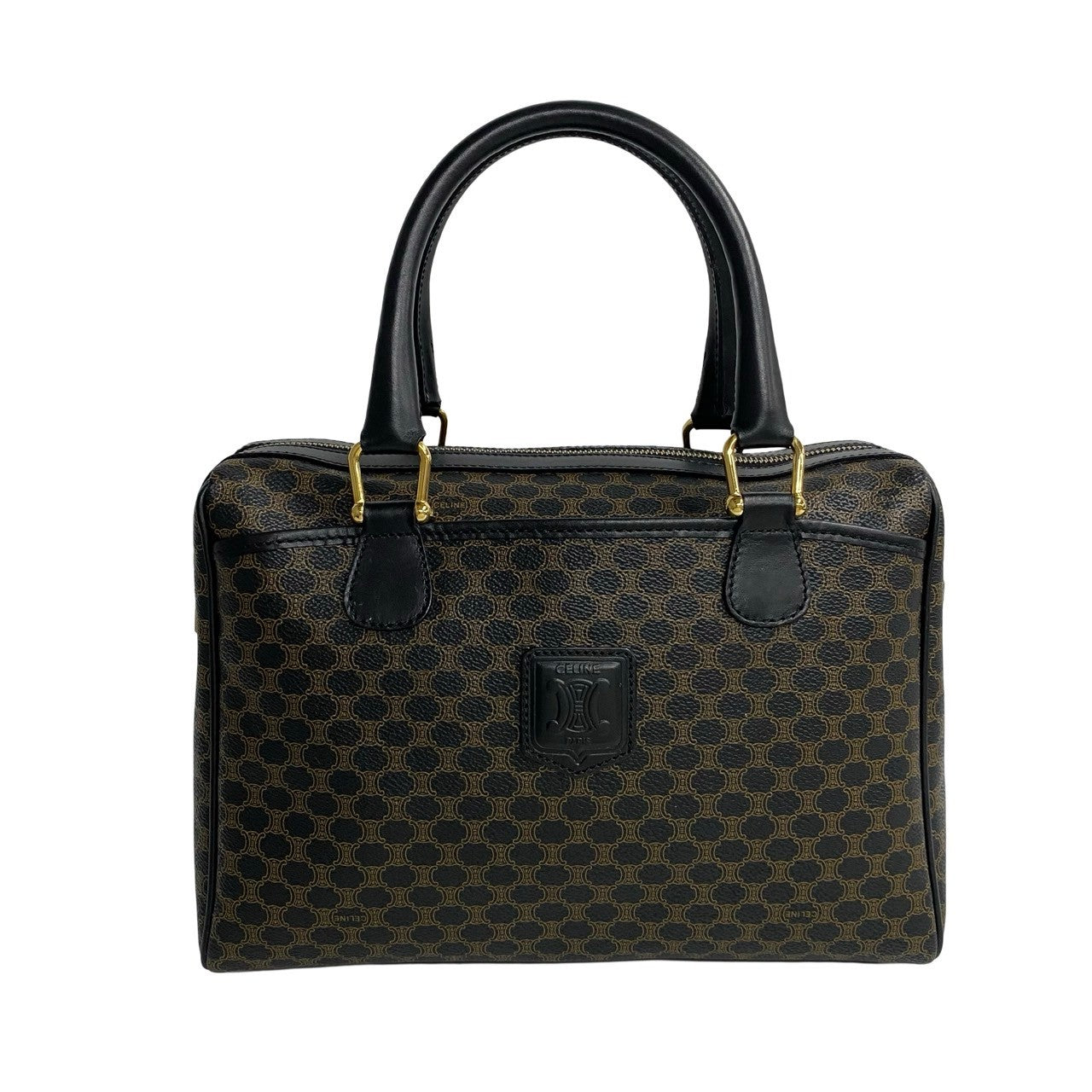 Pvc Macadam Blason Triomphe Pattern Women(Unisex) Leather Black Travel Bag